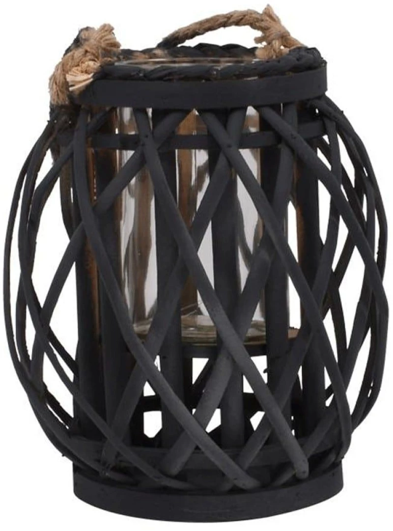 Φανάρι Amare 722-123-025 19x34cm Black Γυαλί,Bamboo