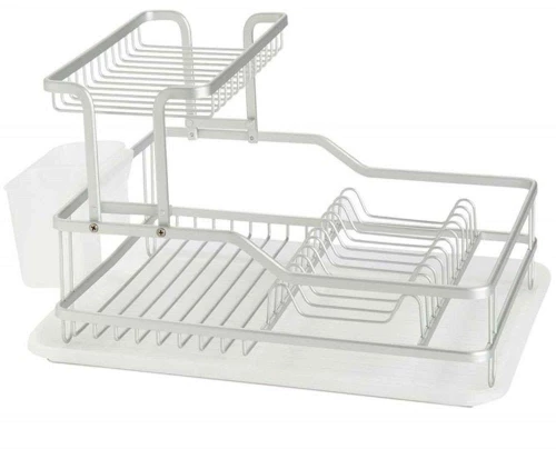 Πιατοθήκη Διώροφη Modern AH-CC73028 42,5x32x24,5cm Silver Andrea House Αλουμίνιο, Πλαστικό