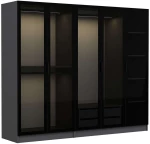 Ντουλάπα Πεντάφυλλη Kale 506MNR2586 225x52x190cm Anthracite-Black Πεντάφυλλη