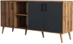 Μπουφές Exxen 389MZA2206 180x45x83cm Walnut-Anthracite Ξύλο,Μελαμίνη