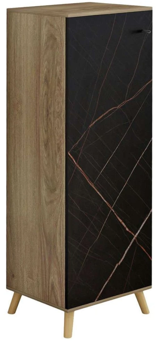Παπουτσοθήκη - Ντουλάπι Alvaro HM8954.13 50x38x135cm Εφέ Μαρμάρου Sonoma-Black Μελαμίνη