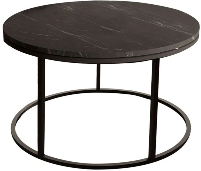 Τραπέζι Σαλονιού Drion 321-000087 Φ60x40cm Marble Effect Black