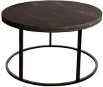 Τραπέζι Σαλονιού Drion 321-000087 Φ60x40cm Marble Effect Black