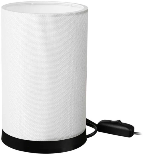 Φωτιστικό Επιτραπέζιο 14-0311 Tl-07/H-01 1/E27 Φ14x23,5cm Κυλινδρικό Αμπαζούρ White-Black Heronia Μέταλλο,Ύφασμα
