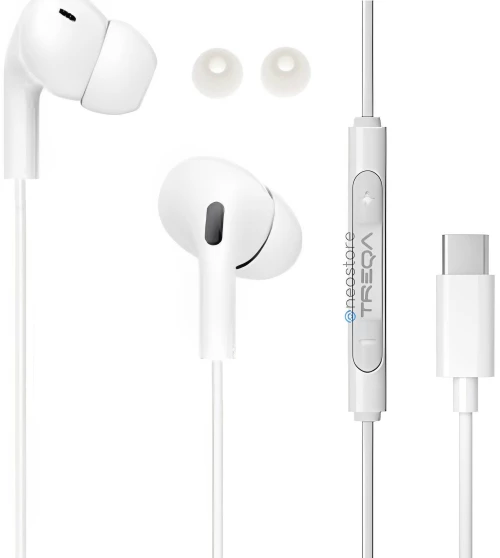 Ακουστικά Κινητού Handsfree In-ear με Βύσμα Type-C Treqa EP-757 Λευκό