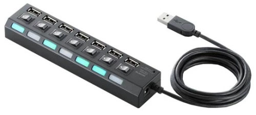 USB Hub 2.0 Hi-Speed 7 Θέσεων με διακόπτες ON,OFF και LED