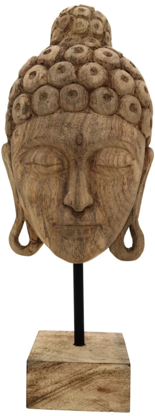 Επιτραπέζιο διακοσμητικό βούδας Mask Inart φυσικό μάνγκο ξύλο-μέταλλο 20x18.5x48.5εκ