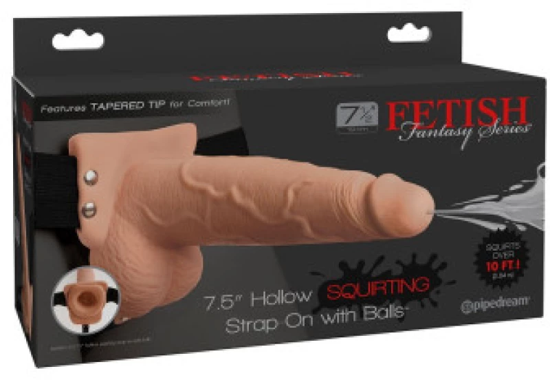 Strap On with Hollow Squirting Dildo 19 x 4.8 cm