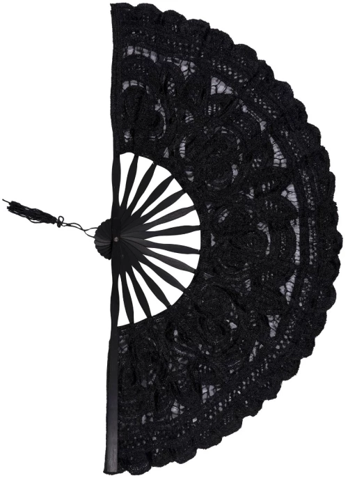 Χειροποίητη βεντάλια (27cm) μαύρη
