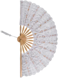 Χειροποίητη βεντάλια (27cm) λευκή