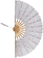 Χειροποίητη βεντάλια (27cm) λευκή