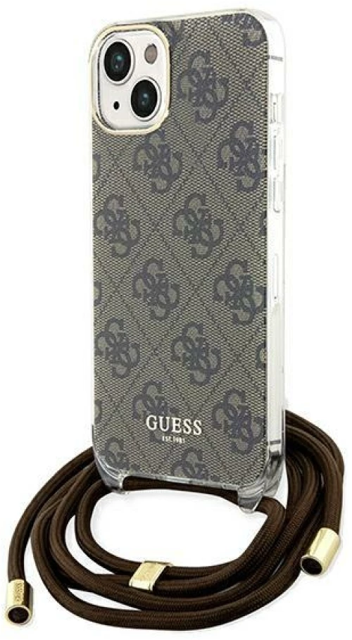 Guess case for iPhone 15 6,1" GUHCP15SHC4SEW HC CROSSBODY CORD 4G PRINT BROWN 3666339148065