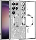 Techsuit Case for Samsung Galaxy S23 Ultra - Techsuit Luxury Glitter MagSafe - Silver 5949419131538