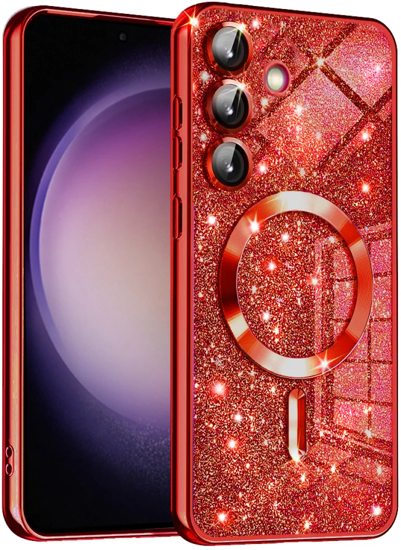 Techsuit Case for Samsung Galaxy S23 FE - Techsuit Luxury Glitter MagSafe - Red 5949419131446