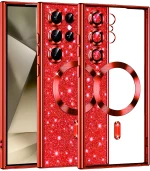 Techsuit Case for Samsung Galaxy S24 Ultra - Techsuit Luxury Glitter MagSafe - Red 5949419131330
