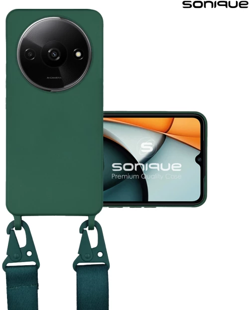 Θήκη Σιλικόνης με Strap CarryHang Sonique Xiaomi Redmi A3 Πράσινο Σκούρο 5210312022354