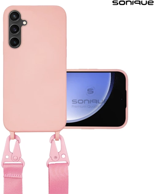 Θήκη Σιλικόνης με Strap CarryHang Sonique Samsung Galaxy S23 FE Ροζ 5201101945534