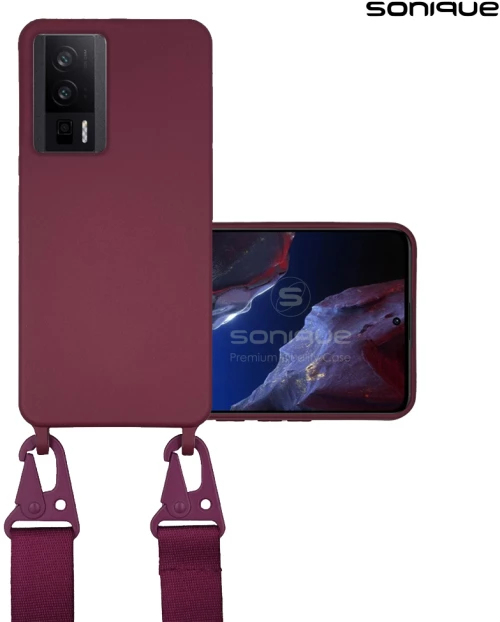 Θήκη Σιλικόνης με Strap CarryHang Sonique Xiaomi Poco F5 Pro 5G Μπορντώ 5201101988906