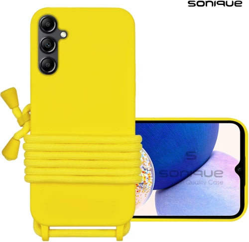 Θήκη Σιλικόνης με Κορδόνι CarryHang Sonique Samsung Galaxy A14 4G / Galaxy A14 5G Κίτρινο 5201101925789