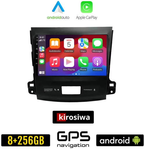 KIROSIWA MITSUBISHI OUTLANDER (2006 - 2012) Android οθόνη αυτοκίνητου 8GB + 256GB με GPS WI-FI (ηχοσύστημα αφής 9" ιντσών OEM Android Auto Apple Carplay Youtube Playstore MP3 USB Radio Bluetooth Mirrorlink εργοστασιακή, 4x60W, AUX)