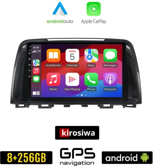 KIROSIWA MAZDA 6 (2012-2017) Android οθόνη αυτοκίνητου 8GB + 256GB με GPS WI-FI (ηχοσύστημα αφής 9" ιντσών OEM Android Auto Apple Carplay Youtube Playstore MP3 USB Radio Bluetooth Mirrorlink εργοστασιακή, 4x60W, AUX)