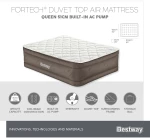 69145 Fortech Airbed Queen Bult-in ac Pump 203x152x51cm 15442