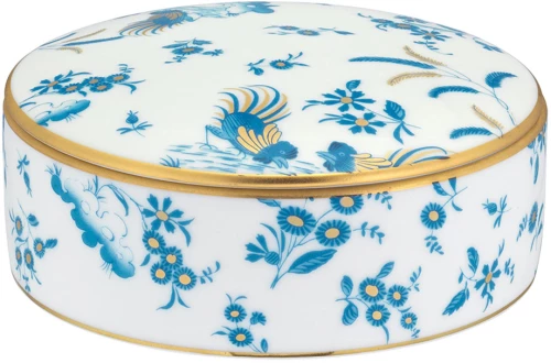 Ginori 1735 Porcelain Round Box Oro Di Doccia Turchese
