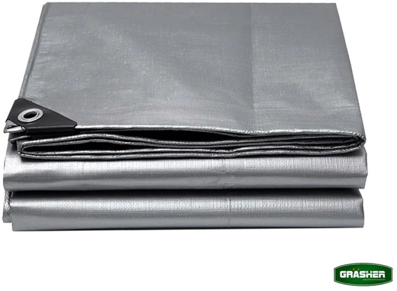 GRASHER Αδιάβροχος Μουσαμάς - Τέντα 5x8m 120gr/m² Με Κρίκους Γκρί