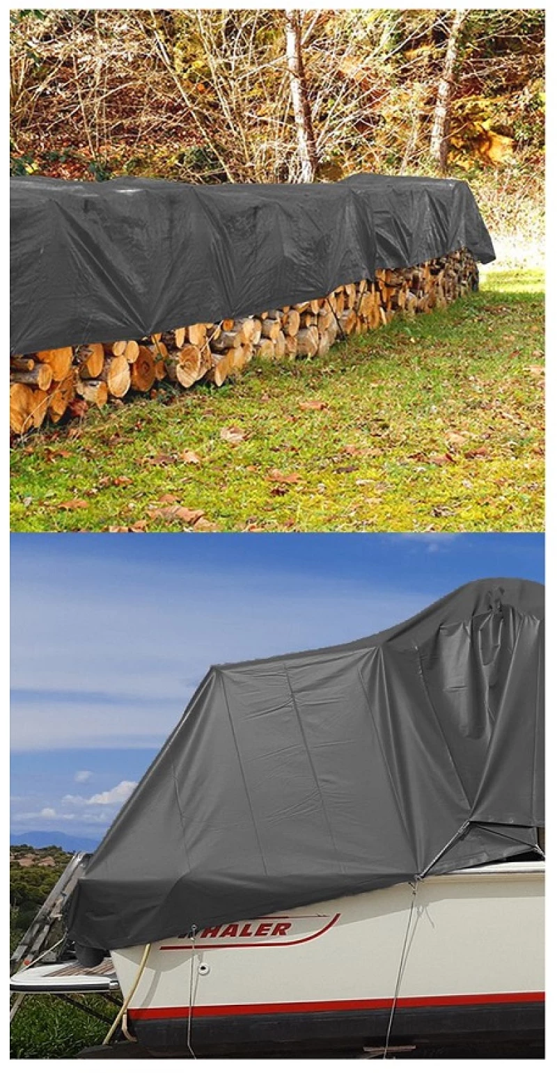 GRASHER Αδιάβροχος Μουσαμάς - Τέντα 5x8m 120gr/m² Με Κρίκους Γκρί