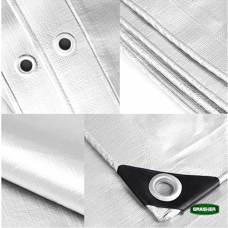 GRASHER Αδιάβροχος Μουσαμάς - Τέντα 4x6m 120gr/m² Με Κρίκους Λευκός