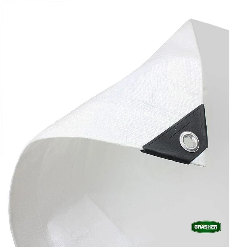 GRASHER Αδιάβροχος Μουσαμάς - Τέντα 4x6m 120gr/m² Με Κρίκους Λευκός