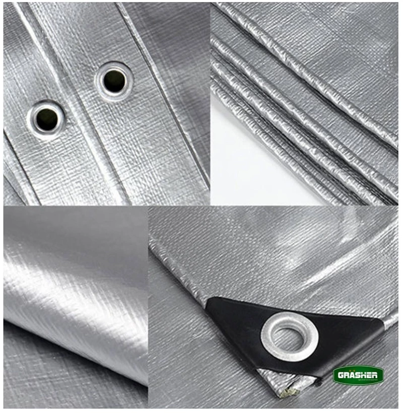 GRASHER Αδιάβροχος Μουσαμάς - Τέντα 8x12m 190gr/m² Με Κρίκους Γκρί