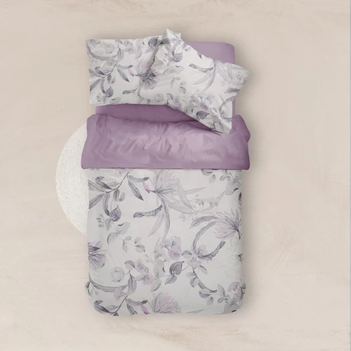 Σεντόνια Εμπριμέ Σετ Flore Υπέρδιπλα Borea Home Textiles - Λιλά