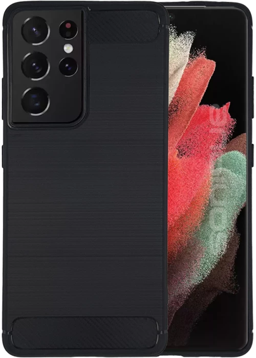 Θήκη Σιλικόνης Sonique Carbon Brushed Samsung Galaxy S21 Ultra Μαύρο