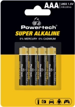 POWERTECH αλκαλικές μπαταρίες Super Alkaline PT-1213, AAA, 1.5V, 4τμχ