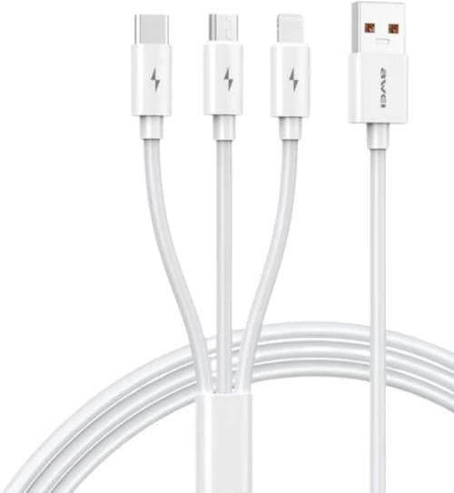 Awei CL-120 3 in 1 Multi Charging Cable 1.2m Λευκό
