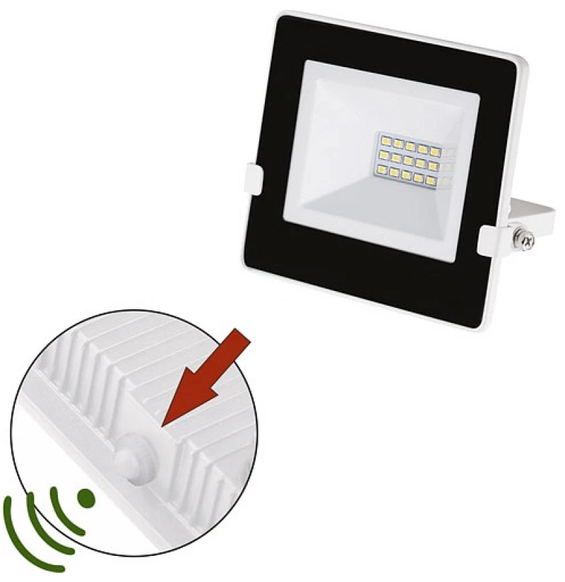 Adeleq Προβολέας Led-Smd 10W Φωτοκύτταρο 4000Κ Ip65 Λευκός 3-030101