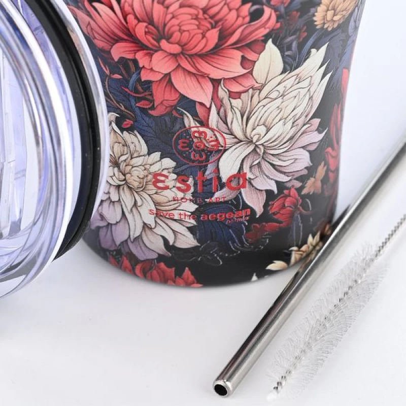 Estia Θερμός Coffee Mug Save The Aegean 350ml Midnight Blossom 01-22945