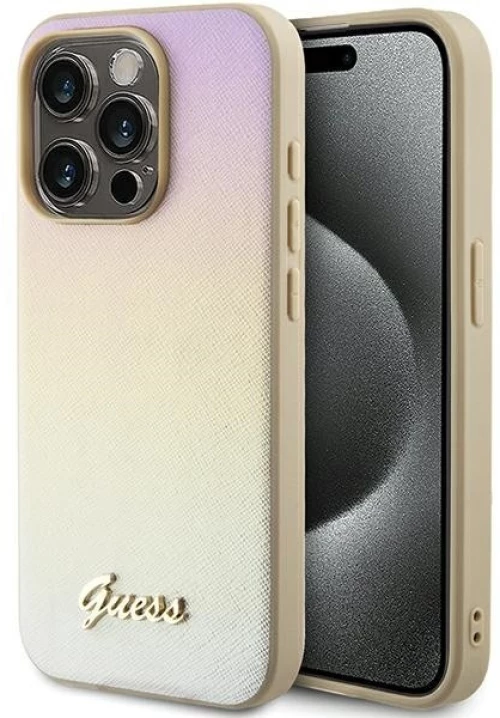 Guess® Iridescent Metak Script Θήκη για iPhone 15 Pro Max-Gold