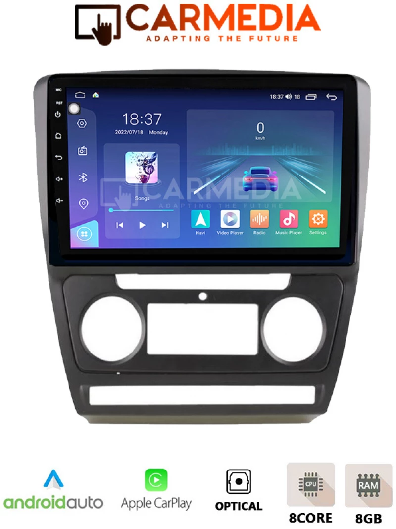CARMEDIA CM810-13 TABLET 10'' OEM SKODA OCTAVIA 5 2005-2012 A/C-CLIMA BLACK