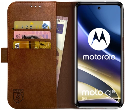 Rosso Element PU Θήκη Πορτοφόλι Motorola Moto G51 5G - Brown (8719246353680)