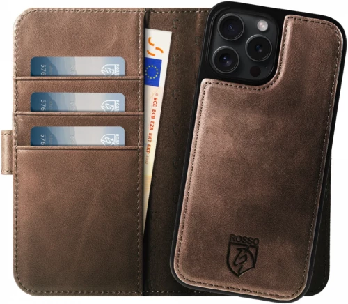 Rosso Elite - MagSafe Δερμάτινη Θήκη / Πορτοφόλι - Apple iPhone 15 Pro Max - Brown (8719246420047)