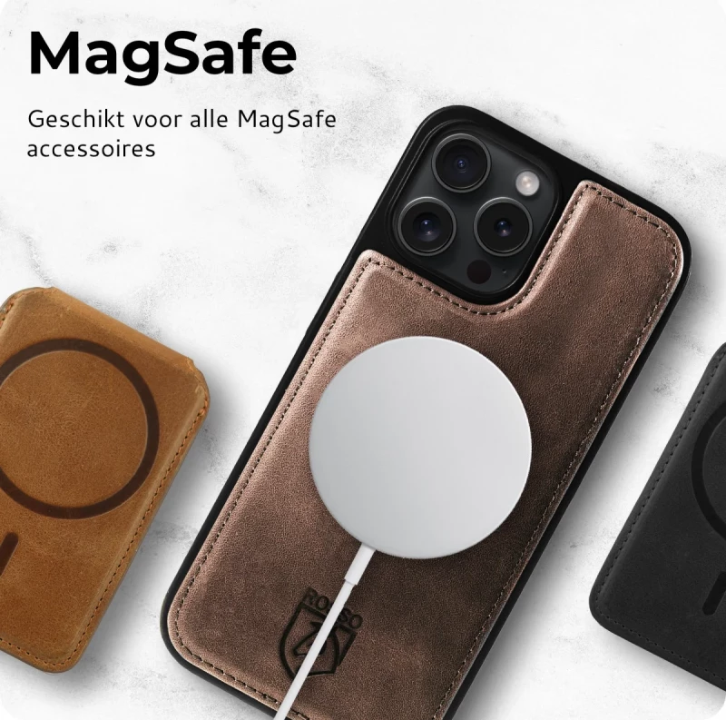 Rosso Elite - MagSafe Δερμάτινη Θήκη / Πορτοφόλι - Apple iPhone 15 Pro Max - Brown (8719246420047)