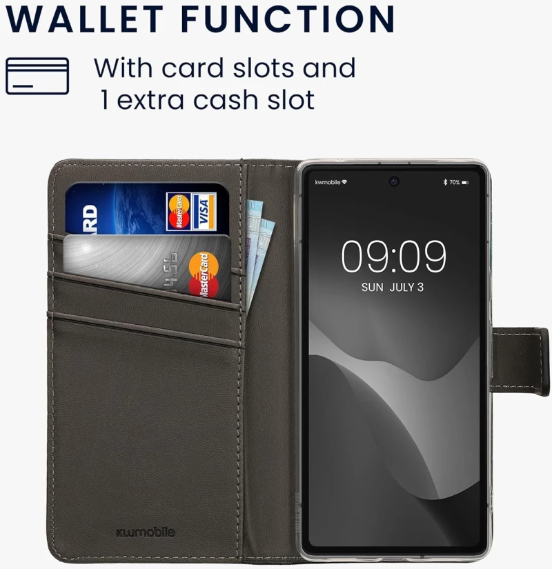 KWmobile Θήκη - Πορτοφόλι Google Pixel 7a - Cosmic Nature / Galaxy Tree Meadow / Blue / Grey / Black (61882.01)