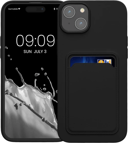 KWmobile Θήκη Σιλικόνης με Υποδοχή για Κάρτα - Apple iPhone 15 Plus - Black (62018.01)