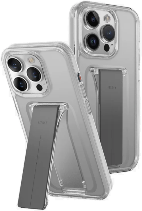 Uniq Heldro Mount Plus - Ανθεκτική Διάφανη Θήκη με Kickstand / Λουράκι Χειρός & Μαγνητικό Finger Holder - Apple iPhone 15 Pro Max - Crystal Clear (UNIQ-IP6.7P(2023)-HELMCLR)