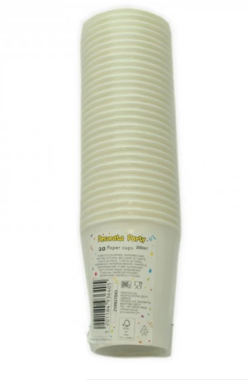 ΧΑΡΤΙΝΑ ΠΟΤΗΡΙΑ ΛΕΥΚΑ DECORATA 200ml 30 τεμ. (#93640)