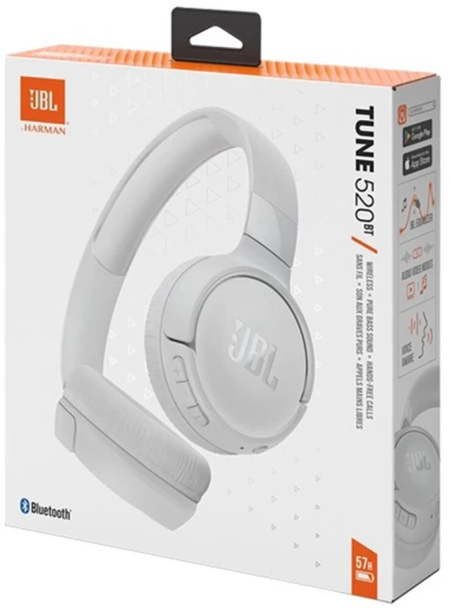 JBL Cuffie T520BT Ασύρματα Bluetooth Ακουστικά White