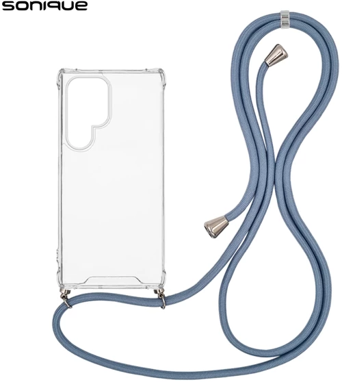 Θήκη Σιλικόνης με Κορδόνι Sonique Armor Clear Samsung Galaxy S24 Ultra Μπλε Γκρι