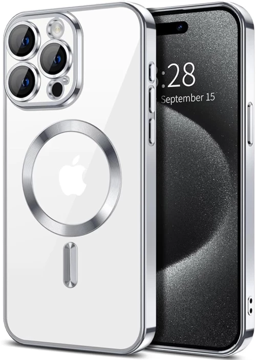 Techsuit - Luxury Crystal MagSafe - iPhone 15 Pro Max - Silver